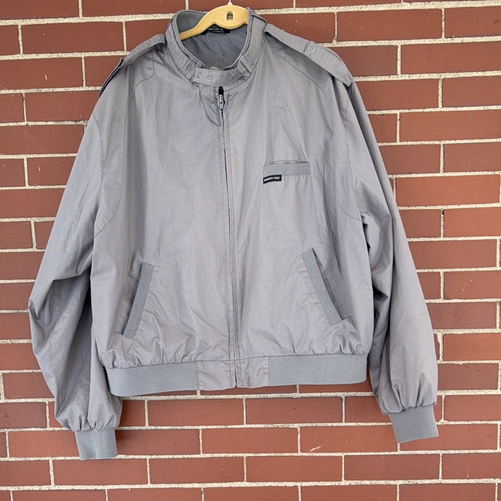 Vintage Members Only Iconic Racer Jacket 2XL Gray Bomber Stranger Things